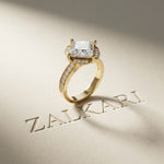 2.40 Ct Princess Cut Hidden Bridge Pavé Moissanite Ring Gold