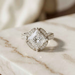 2.40 Ct Princess Cut Hidden Bridge Pavé Moissanite Ring White