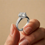 2.40 Ct Princess Cut Hidden Bridge Pavé Moissanite Ring White