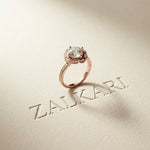 1.70 Ct Round Cut Floral Halo Pavé Moissanite Ring Rose Gold