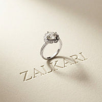 1.70 Ct Round Cut Floral Halo Pavé Moissanite Ring White