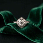 1.70 Ct Round Cut Floral Halo Pavé Moissanite Ring White