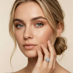 1.70 Ct Round Cut Floral Halo Pavé Moissanite Ring White