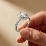 1.70 Ct Round Cut Floral Halo Pavé Moissanite Ring White