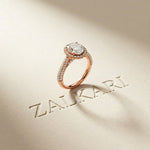 2.40 Ct Oval Cut Signature Halo Pavé Moissanite Ring