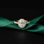 2.40 Ct Oval Cut Signature Halo Pavé Moissanite Ring