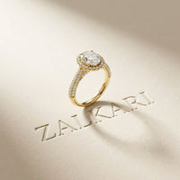 2.40 Ct Oval Cut Signature Halo Pavé Moissanite Ring