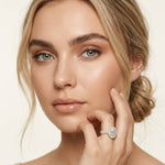 2.40 Ct Oval Cut Signature Halo Pavé Moissanite Ring
