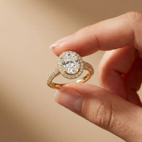 2.40 Ct Oval Cut Signature Halo Pavé Moissanite Ring