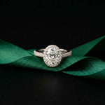 2.40 Ct Oval Cut Signature Halo Pavé Moissanite Ring