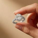 2.40 Ct Oval Cut Signature Halo Pavé Moissanite Ring