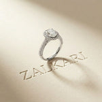 2.40 Ct Oval Cut Signature Halo Pavé Moissanite Ring