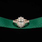 3.00 Ct Oval Cut Floral Cluster Halo Moissanite Ring Rose Gold