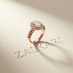 3.00 Ct Oval Cut Floral Cluster Halo Moissanite Ring Rose Gold