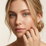 3.00 Ct Oval Cut Floral Cluster Halo Moissanite Ring Rose Gold