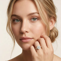 3.00 Ct Oval Cut Floral Cluster Halo Moissanite Ring Gold