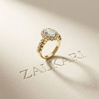 3.00 Ct Oval Cut Floral Cluster Halo Moissanite Ring Gold
