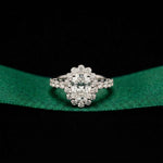 3.00 Ct Oval Cut Floral Cluster Halo Moissanite Ring White