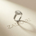 3.00 Ct Oval Cut Floral Cluster Halo Moissanite Ring White