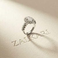 3.00 Ct Oval Cut Floral Cluster Halo Moissanite Ring White