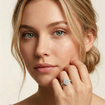 3.00 Ct Oval Cut Floral Cluster Halo Moissanite Ring White