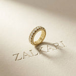 3.20 Ct Round Cut Moissanite Three-Row Band Ring Gold
