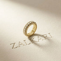 3.20 Ct Round Cut Moissanite Three-Row Band Ring Gold