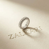 3.20 Ct Round Cut Moissanite Three-Row Band Ring White