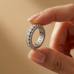 3.20 Ct Round Cut Moissanite Three-Row Band Ring White