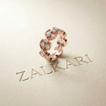1.05 Ct Round Cut Moissanite Vintage Leaf Eternity Band Ring Rose Gold