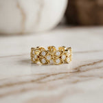1.05 Ct Round Cut Moissanite Vintage Leaf Eternity Band Ring Gold