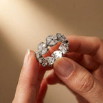 1.05 Ct Round Cut Moissanite Vintage Leaf Eternity Band Ring White