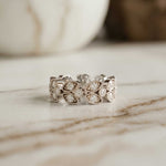 1.05 Ct Round Cut Moissanite Vintage Leaf Eternity Band Ring White