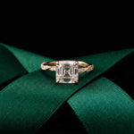 3.00 Ct Asscher Cut Moissanite Vintage Inspired Ring Rose Gold