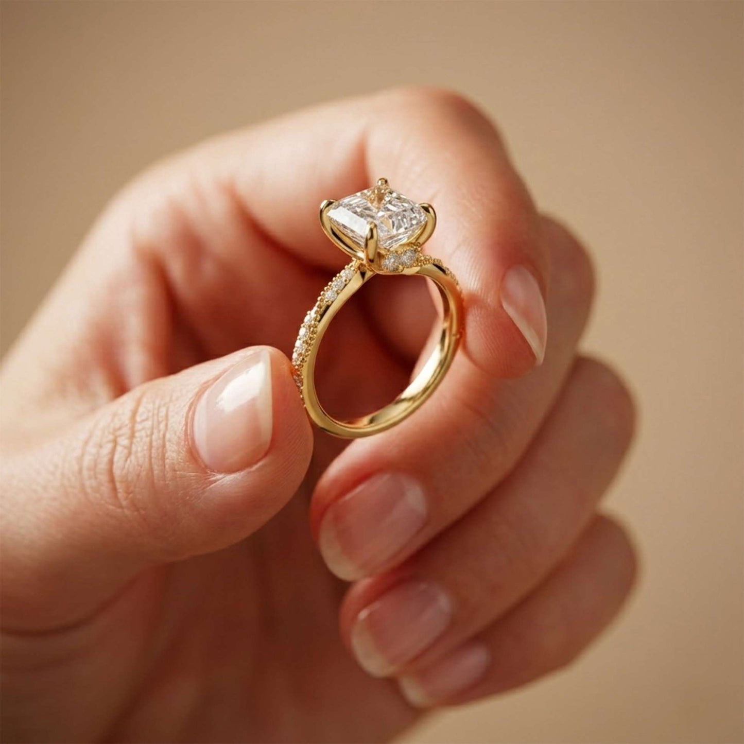 3.00 Ct Asscher Cut Moissanite Vintage Inspired Ring Gold