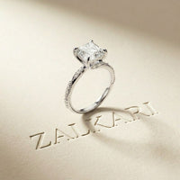 3.00 Ct Asscher Cut Moissanite Vintage Inspired Ring White