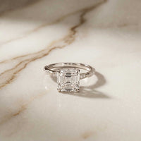 3.00 Ct Asscher Cut Moissanite Vintage Inspired Ring White