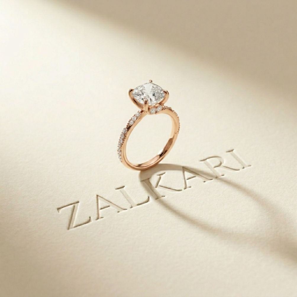 3.10 Ct Cushion Cut Moissanite Timeless Engagement Ring Rose Gold