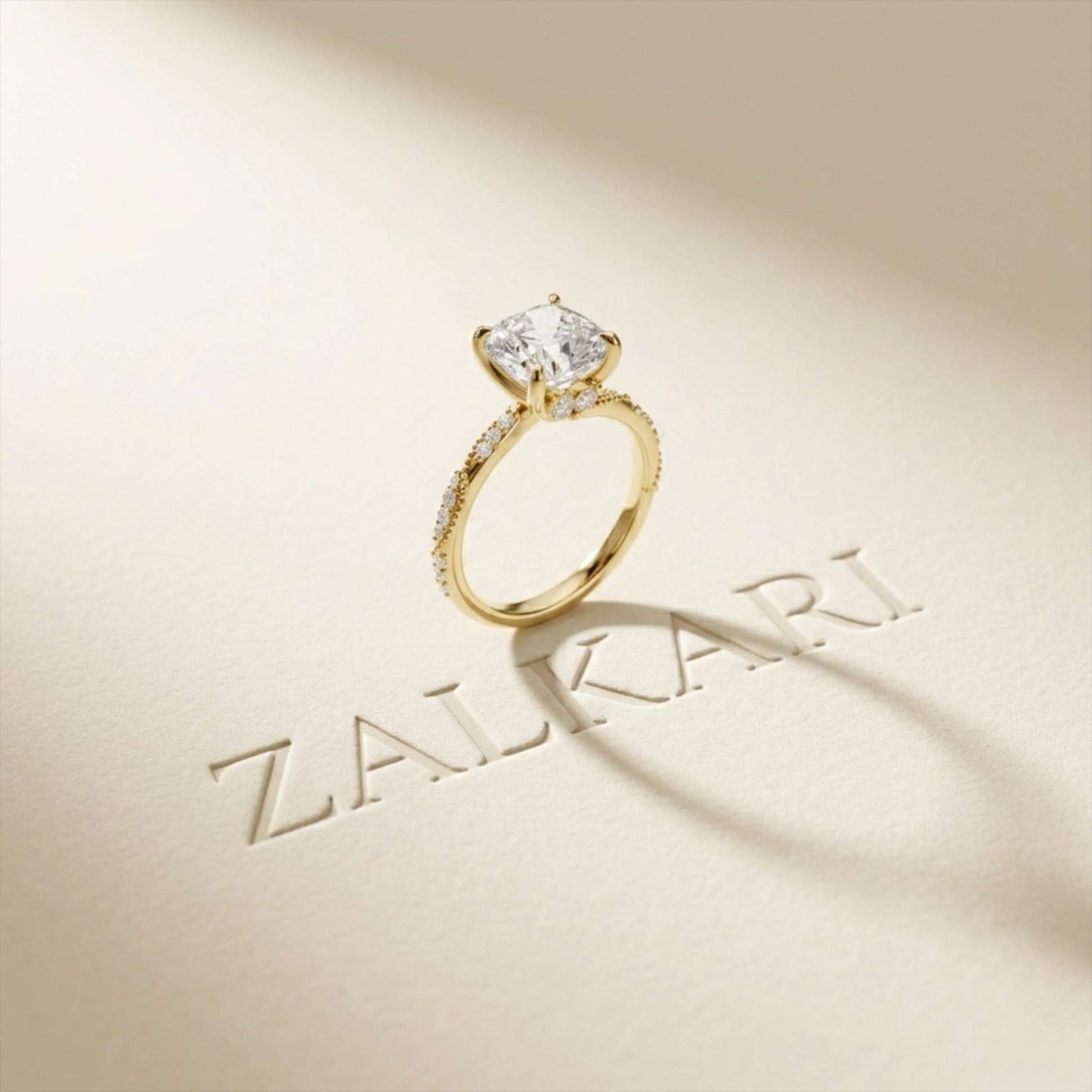 3.10 Ct Cushion Cut Moissanite Timeless Engagement Ring Gold