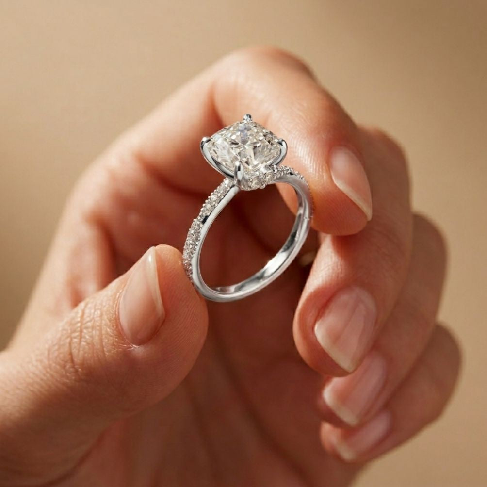 3.10 Ct Cushion Cut Moissanite Timeless Engagement Ring White