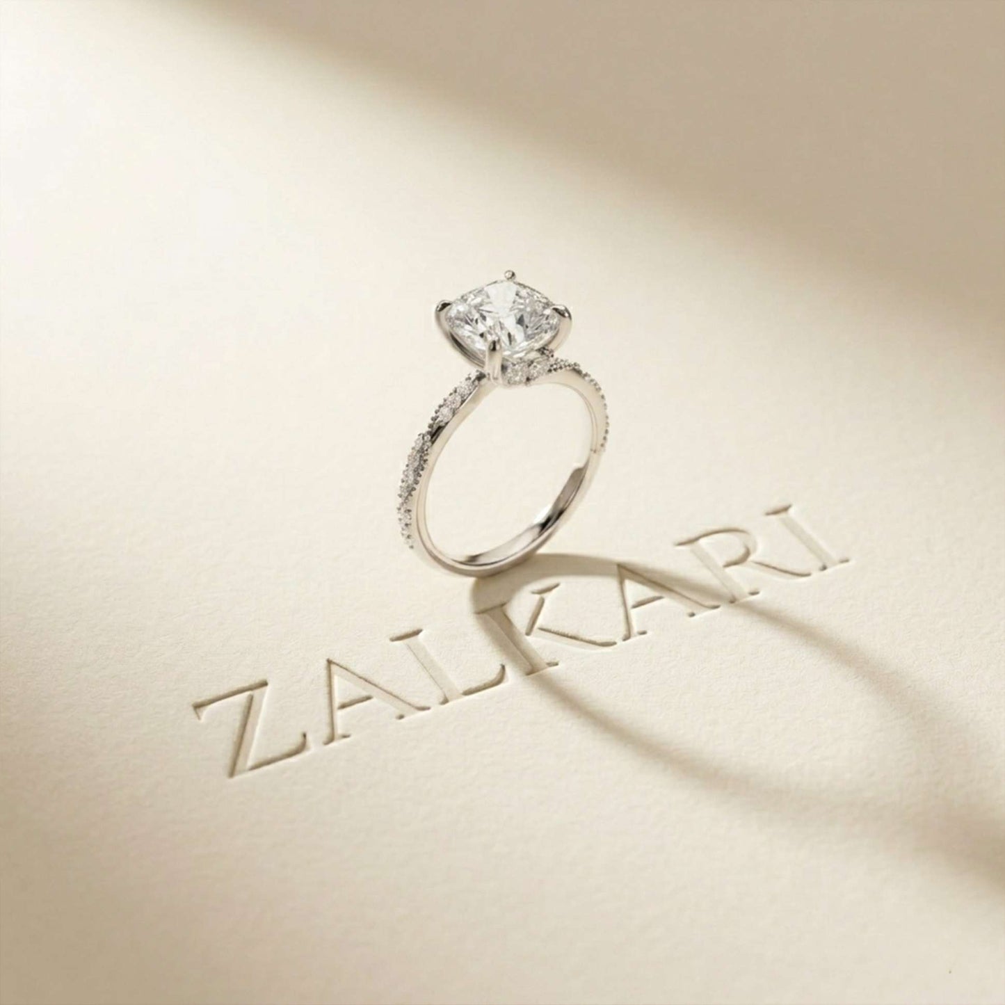 3.10 Ct Cushion Cut Moissanite Timeless Engagement Ring White