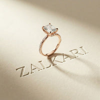 2.95 Ct Emerald Cut Moissanite Art Deco Inspired Ring Rose Gold