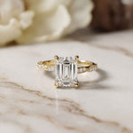 2.95 Ct Emerald Cut Moissanite Art Deco Inspired Ring Gold