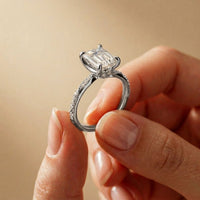 2.95 Ct Emerald Cut Moissanite Art Deco Inspired Ring White