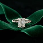 2.95 Ct Emerald Cut Moissanite Art Deco Inspired Ring White