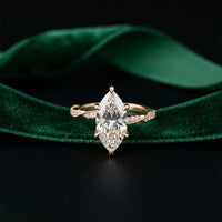 2.55 Ct Marquise Cut Moissanite Graceful Engagement Ring Rose Gold