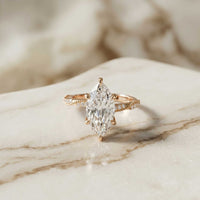 2.55 Ct Marquise Cut Moissanite Graceful Engagement Ring Rose Gold