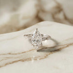 2.55 Ct Marquise Cut Moissanite Graceful Engagement Ring White