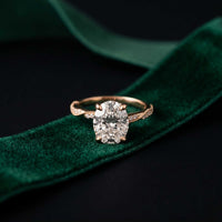 2.75 Ct Oval Cut Moissanite Heirloom Inspired Ring Rose Gold