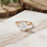 2.75 Ct Oval Cut Moissanite Heirloom Inspired Ring Rose Gold